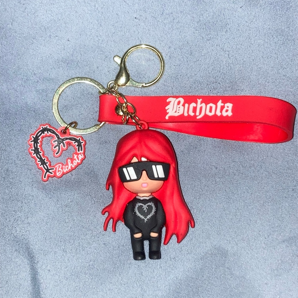 Karol G Red and Black Bichota Keychain/Bag Charm - Picture 1 of 4